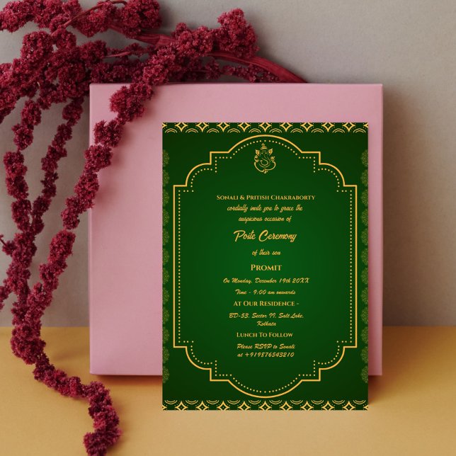 Invitación Poite Janeu Upanayanam Hindu Holy Thread Floral (Subido por el creador)