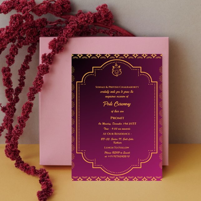 Invitación Poite Janeu Upanayanam Hindu Holy Thread Floral (Subido por el creador)