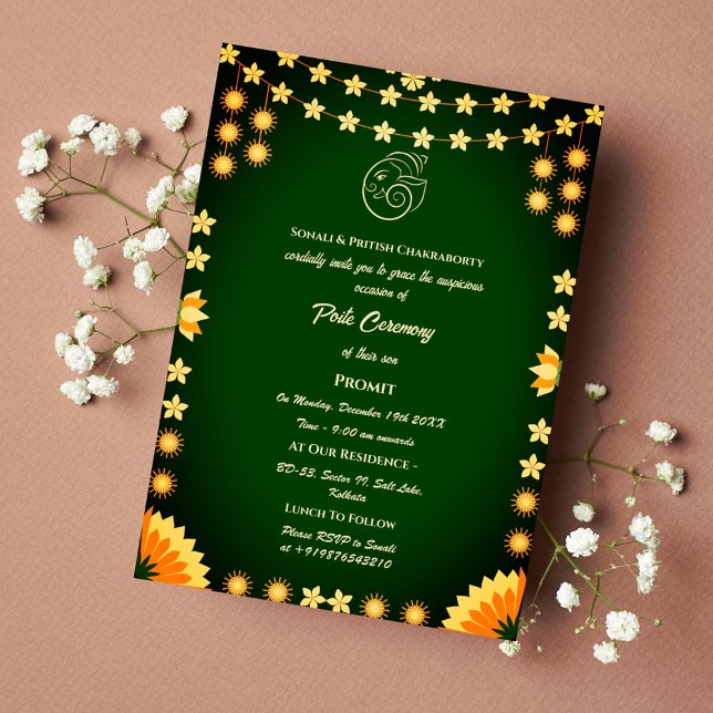 Invitación Poite Janeu Upanayanam Hindu Holy Thread Floral (Subido por el creador)
