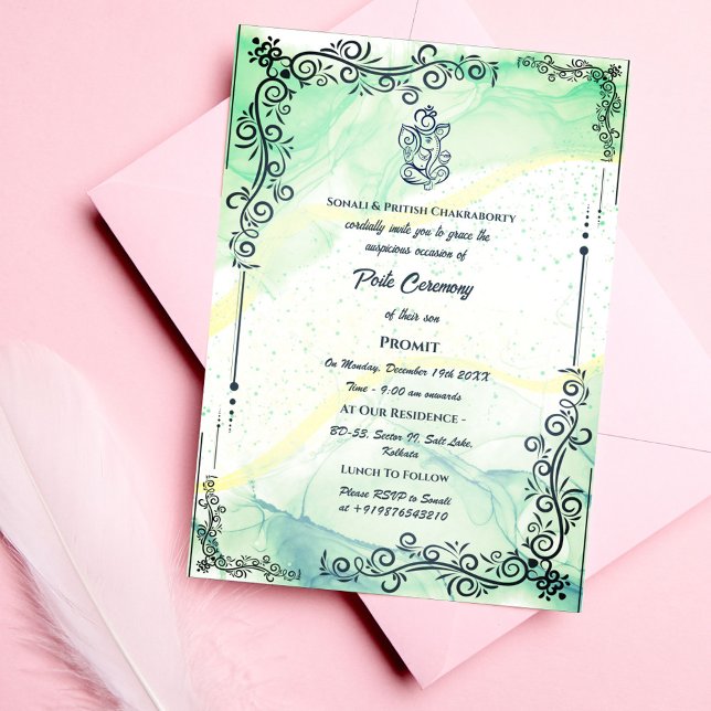 Invitación Poite Janeu Upanayanam Hindu Holy Thread Floral (Subido por el creador)