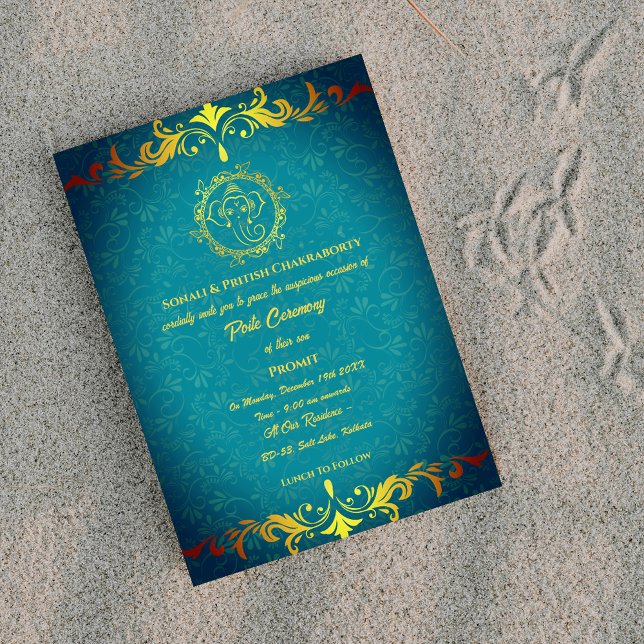 Invitación Poite Janeu Upanayanam Hindu Holy Thread Floral (Subido por el creador)