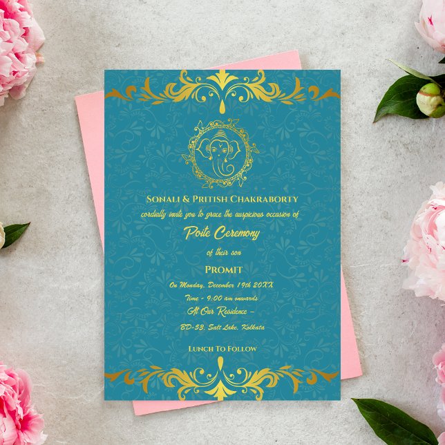 Invitación Poite Janeu Upanayanam Hindu Holy Thread Floral (Subido por el creador)