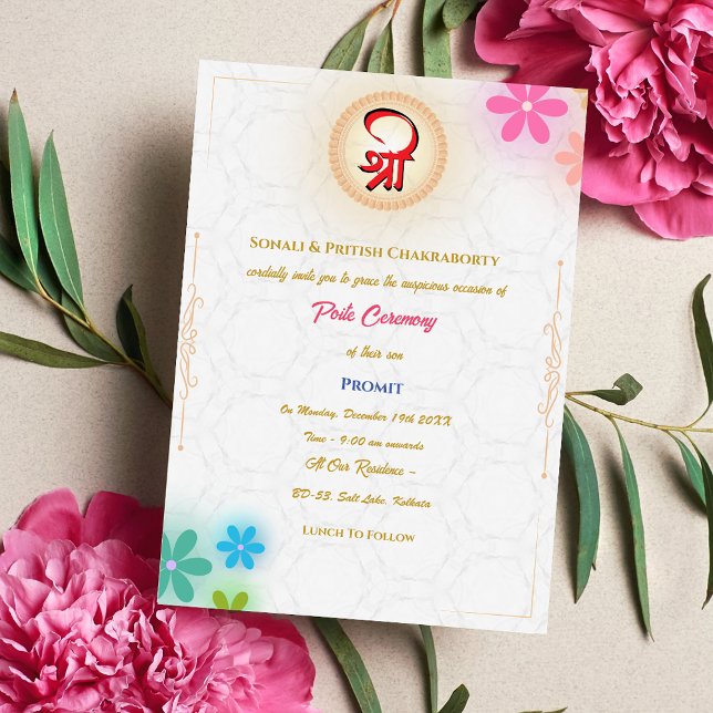 Invitación Poite Janeu Upanayanam Hindu Holy Thread Floral (Subido por el creador)