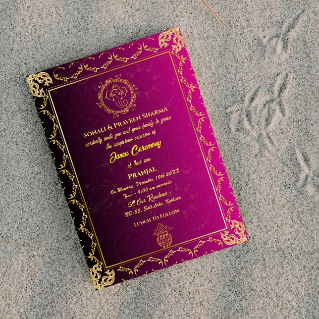 Invitación Poite Janeu Upanayanam Hindu Holy Thread oro Verde (Subido por el creador)