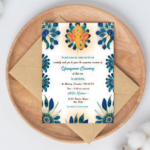 Invitación Poite Janeu Upanayanam Hindu Holy Thread Peacock