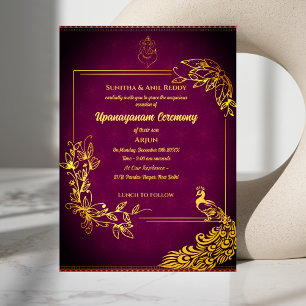 Invitación Poite Upanayanam Santo Thread Janeu Hindu Ceremoni