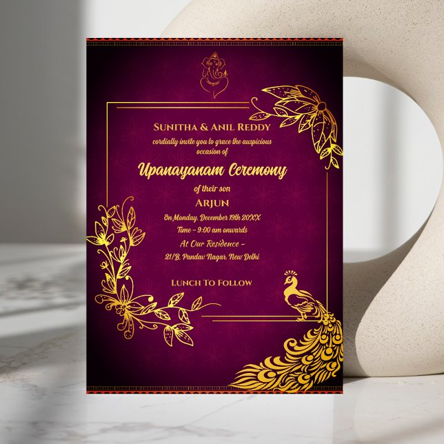 Invitación Poite Upanayanam Santo Thread Janeu Hindu Ceremoni (Subido por el creador)