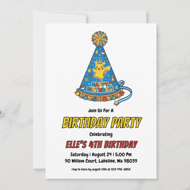 Invitación Pokémon Birthday Invitations (Anverso)