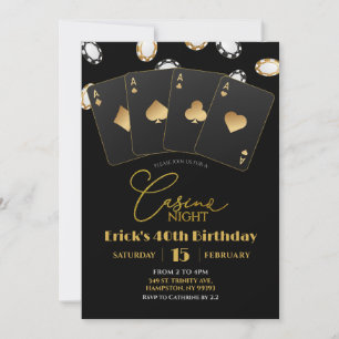Invitación Poker Card Casino Night 40th 50th Adult Birthday
