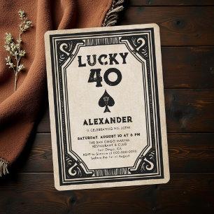 Invitación Póker de Casino Vintage As de Espadas Hombres Cump