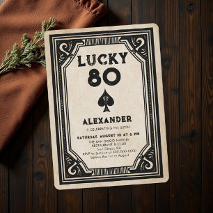 Invitación Póker de Casino Vintage As de Espadas Hombres Cump