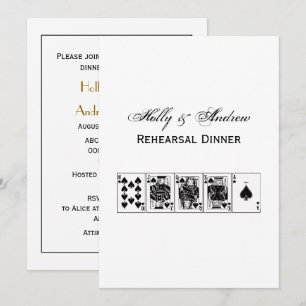 Invitación Póker Noche de Casino Escalera Real de Color Picas