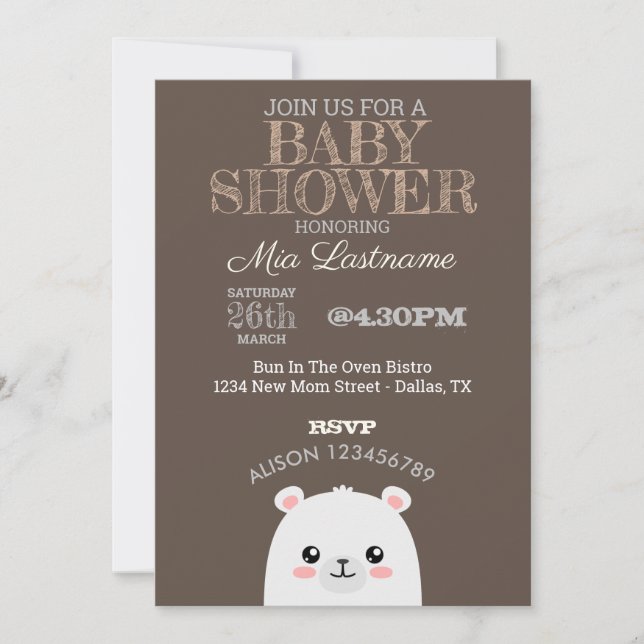 Invitación Polar Bear Baby Shower (Anverso)