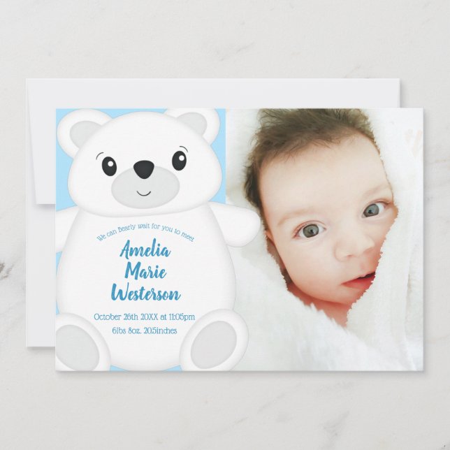 Invitación Polar Bear Baby Shower (Anverso)