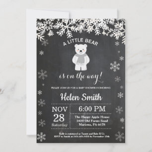 Invitación Polar Bear Baby Shower Chalkboard