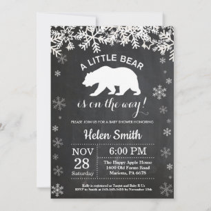 Invitación Polar Bear Baby Shower Chalkboard
