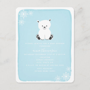 Invitación Polar Bear Snowflake Boy Baby Shower - Azul