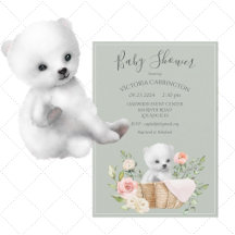 Polar Bear Watercolor Sage Green Baby Shower