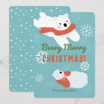 Polar Bears Beary Merry Christmas Card