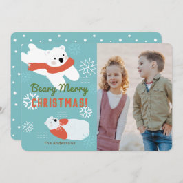 Invitación Polar Bears Beary Merry Christmas Photo Card