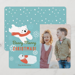 Invitación Polar Bears Beary Merry Christmas Photo Card