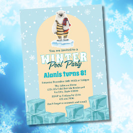 Invitación Polar Oso Fiesta de Aniversario de la Piscina de I