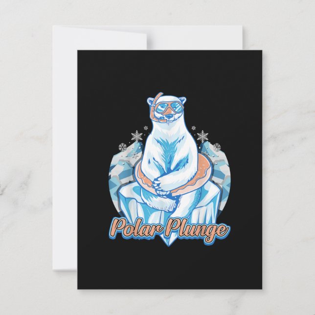 Invitación Polar Plunge Ice Jump Funny Bear Polar Winter Swim (Anverso)