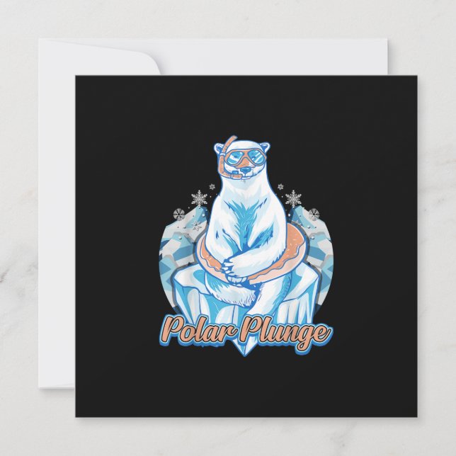 Invitación Polar Plunge Ice Jump Funny Bear Polar Winter Swim (Anverso)
