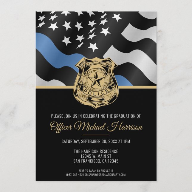 Invitación Police Academy Graduation Law Enforcement Flag (Anverso)