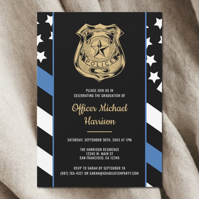 Invitación Police Academy Graduation Law Enforcement Flag (Police Academy Graduation Law Enforcement Flag Invitation)