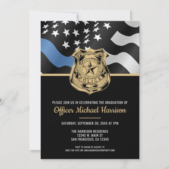 Invitación Police Academy Graduation Law Enforcement Officer (Anverso)