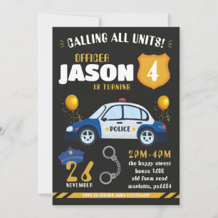 Invitación Police Black Invitation for Birthday Party Cops