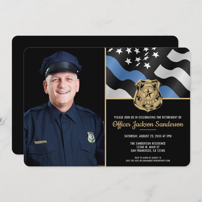 Invitación Police Department Law Enforcement Retirement Photo (Anverso / Reverso)