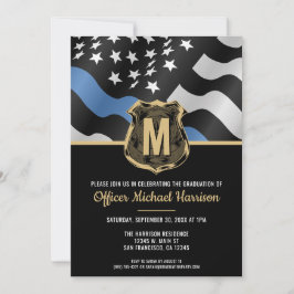 Invitación Police Graduation Law Enforcement Monogram Initial