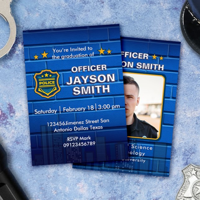Invitación Police Graduation Party with Photo (Subido por el creador)