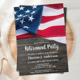 Invitación Police Officer Retirement Party American Flag Invi