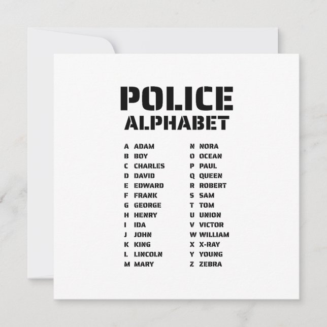 Invitación Policía del Alfabeto Fonético (Anverso)