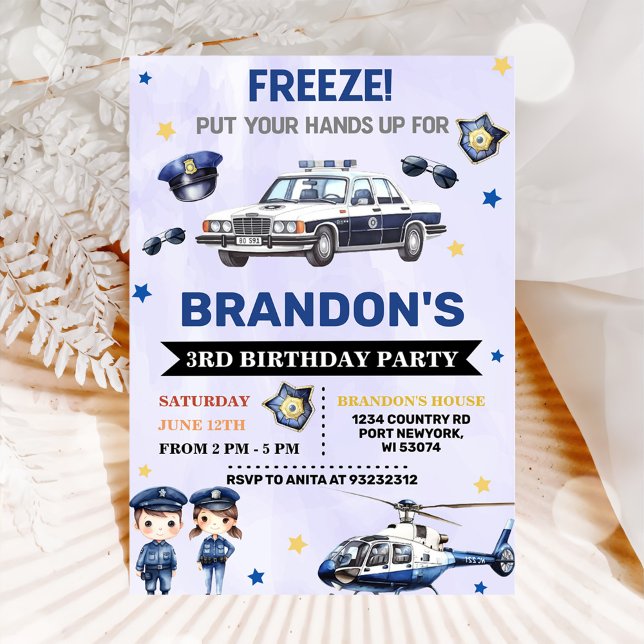 Invitación Policía Fiesta de cumpleaños 3 (Subido por el creador)