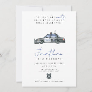 Invitación Policía Oficial de Cumpleaños Policía coche de pol