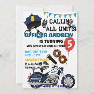 Invitación Policía personal Cumpleaños de niño fiesta