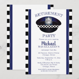 Invitación Policía Policía Fiesta de Jubilación Gorra Cop