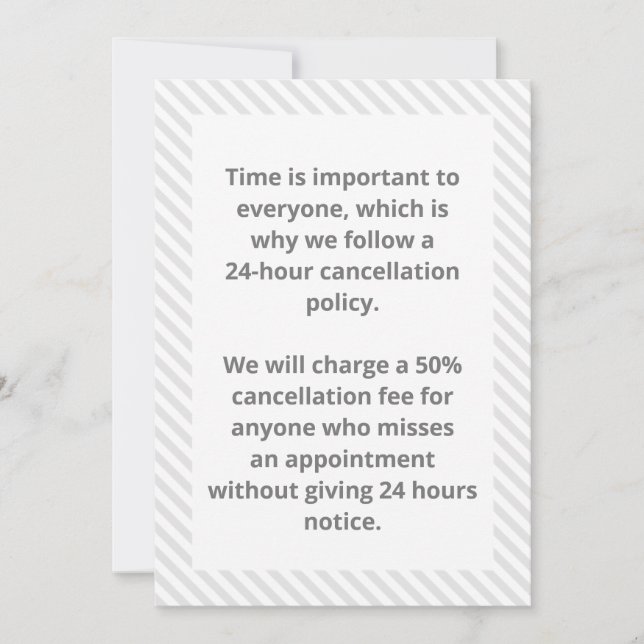 Invitación Política de cancelación (Anverso)