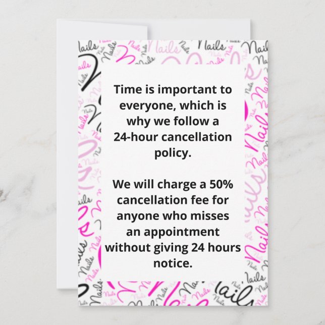 Invitación Política de cancelación (Anverso)