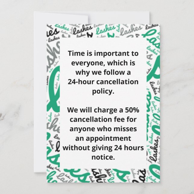 Invitación Política de cancelación (Anverso)