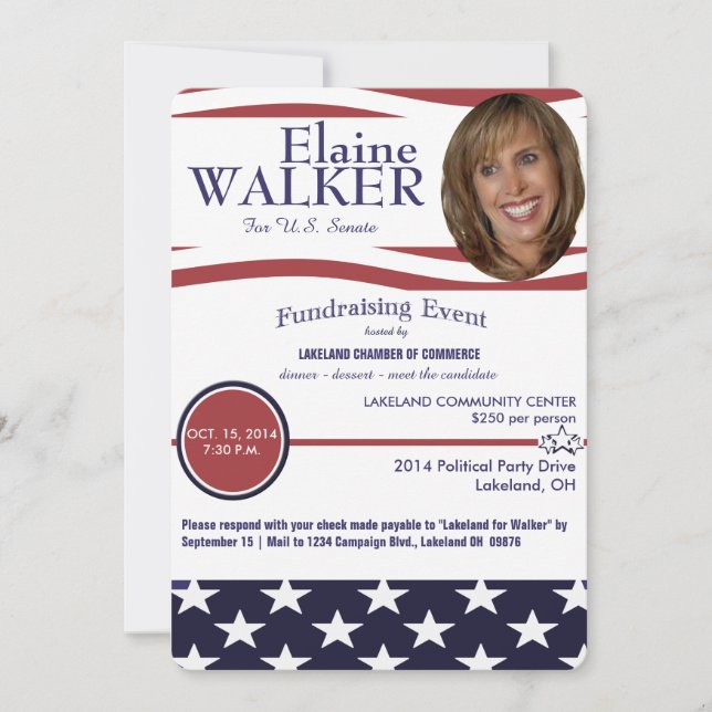 Invitación política de la recaudador de fondos con (Anverso)