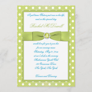 Invitación Polka blanco y limón