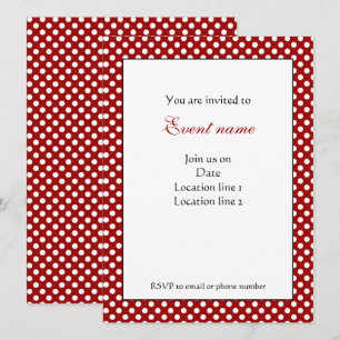 Invitación Polka blanco y rojo oscuro de moda da una invitaci
