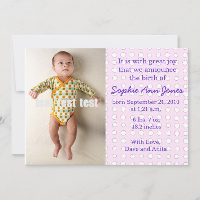 Invitación Polka Dot Baby Girl (Anverso)