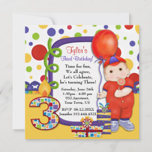 Invitación Polka Dot Circus Tercer cumpleaños