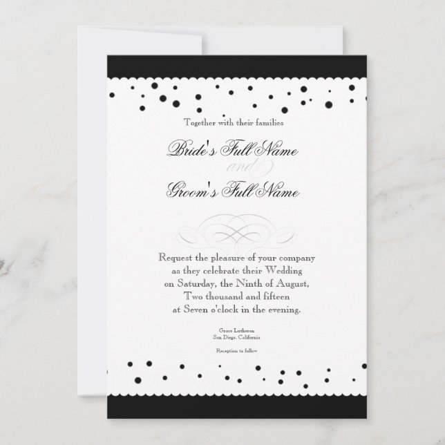 Invitación Polka Dot Dots Scallop Lace Swirl Flourier Boda (Anverso)